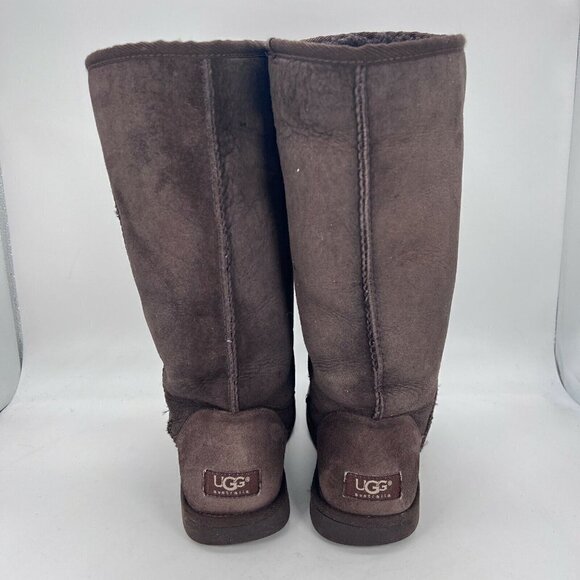 UGG Classic Women Size 8 Tall Winter Snow Boots Brown Mid Calf 5805 - Picture 6 of 11